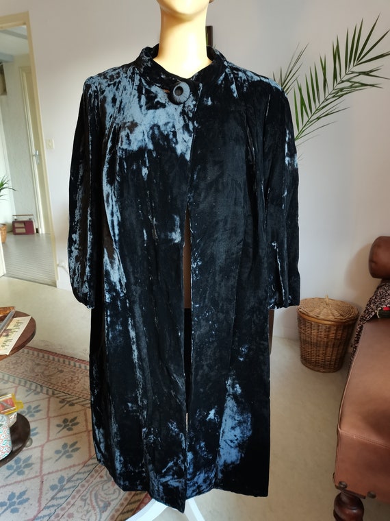 Vintage 1940s 1950s swing velvet coat Size L XL