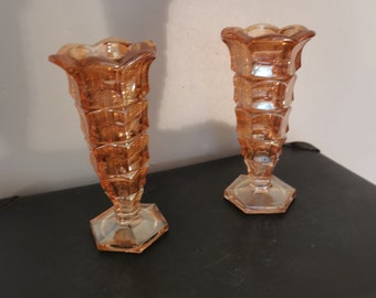 Vintage lot of two 1930s 1940s art deco vase