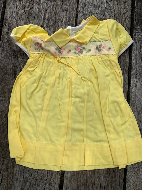 NOS Vintage Yellow  Baby Girl 9mos Dress