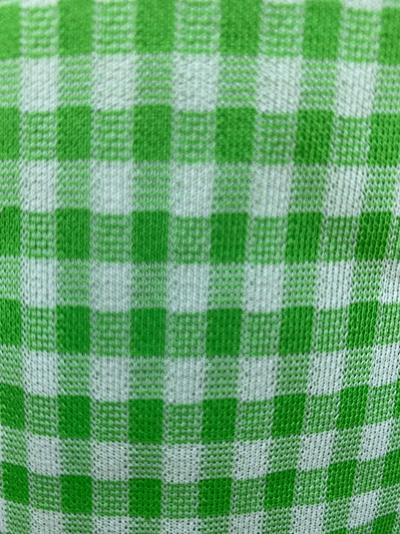 70's Little Girl's Green & White Check Polyester … - image 6