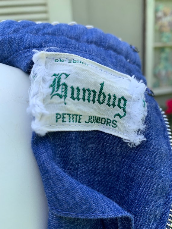 Humbug Petite Junior Blue Short Sleeve 1960's Shi… - image 8
