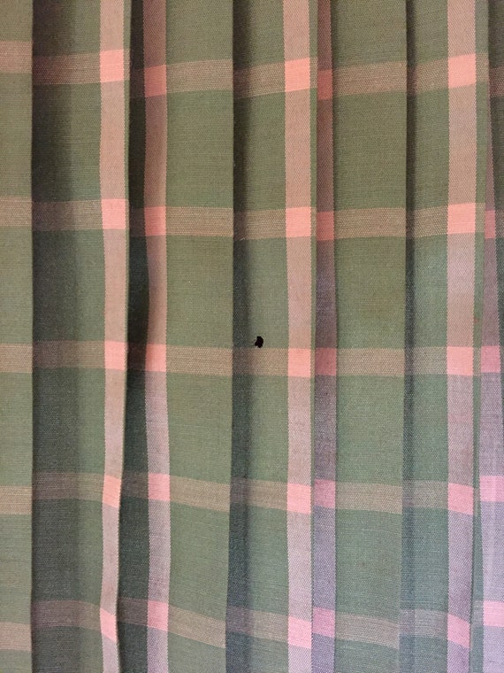 Double Breasted Pleated Green and Peach Plaid Dre… - image 9
