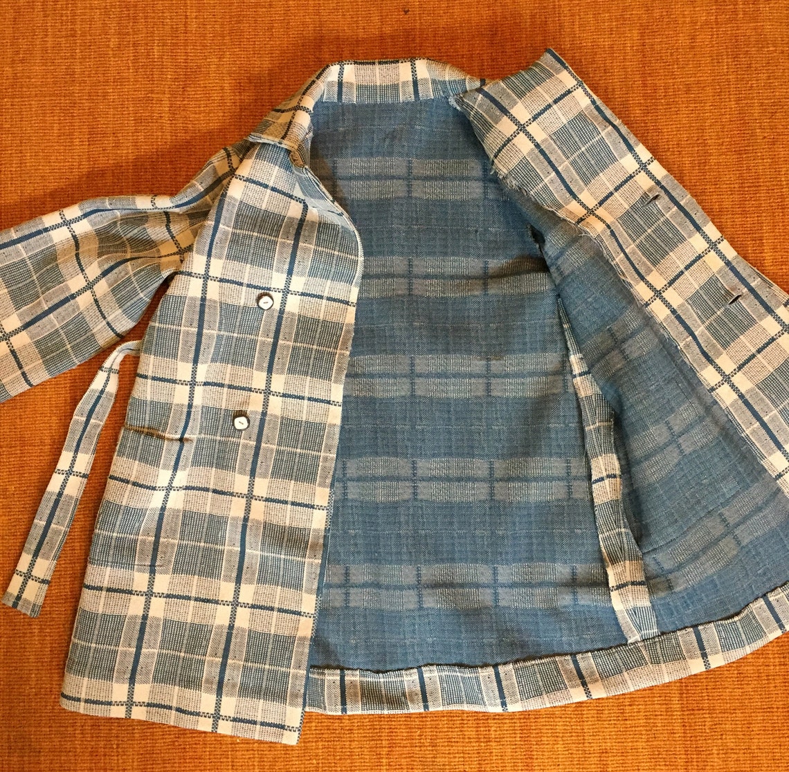 Boy's Polyester Blue Plaid Overcoat | Etsy
