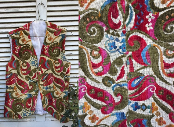 Colorful Mod Paisley Tapestry Vest - image 1