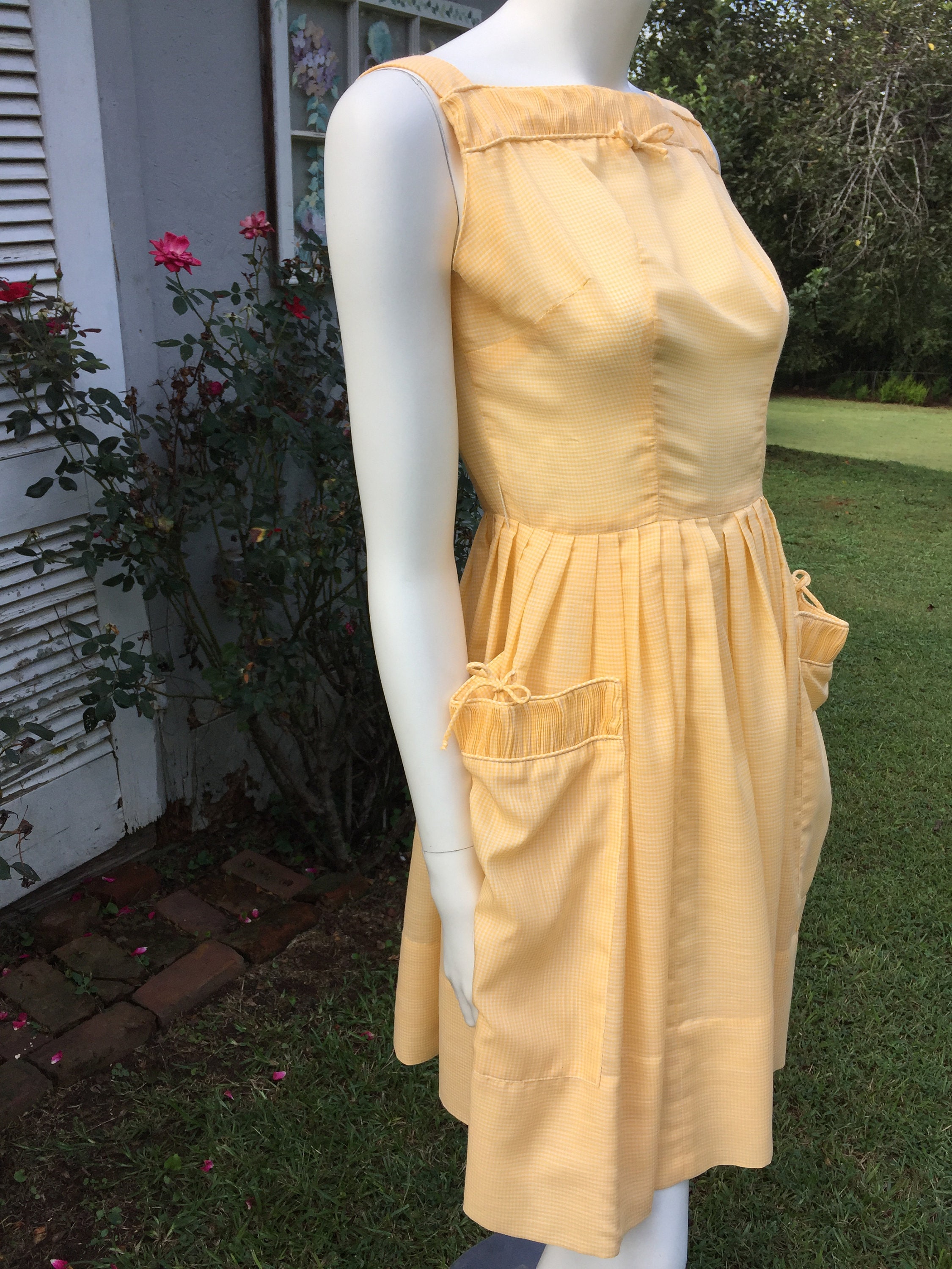 Yellow Gingham Sundress With Deep Pockets - Etsy