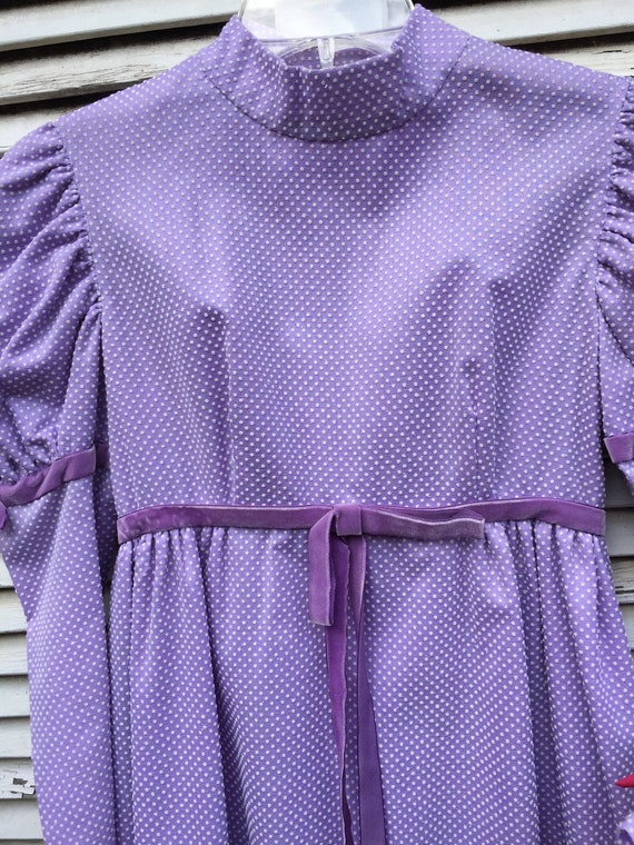 Young Teen's Sweet Granny Dress Purple Dotted Swi… - image 3