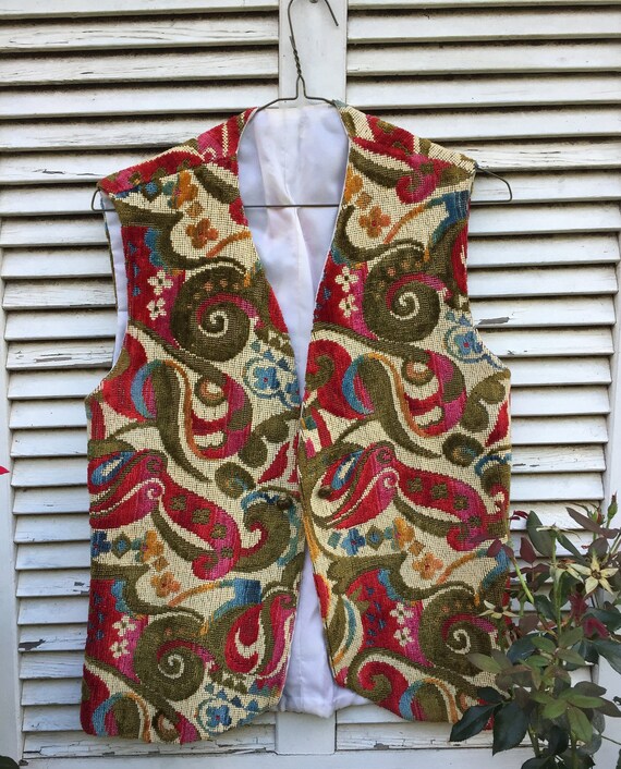 Colorful Mod Paisley Tapestry Vest - image 3