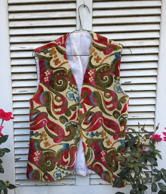 Colorful Mod Paisley Tapestry Vest - image 2