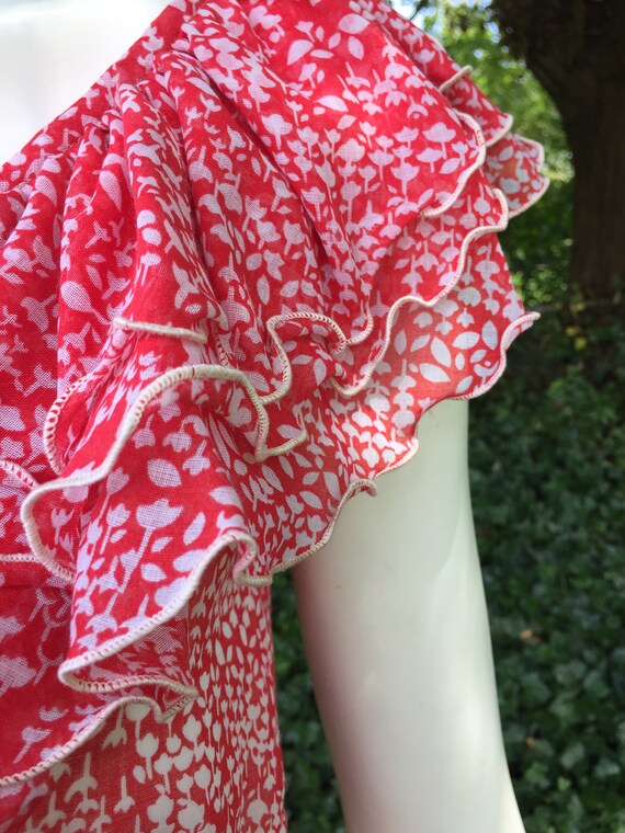 Red & White Ruffled Maxi Dress - image 5