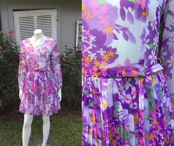 Pleated Purple People Pleaser Flower Power Dress