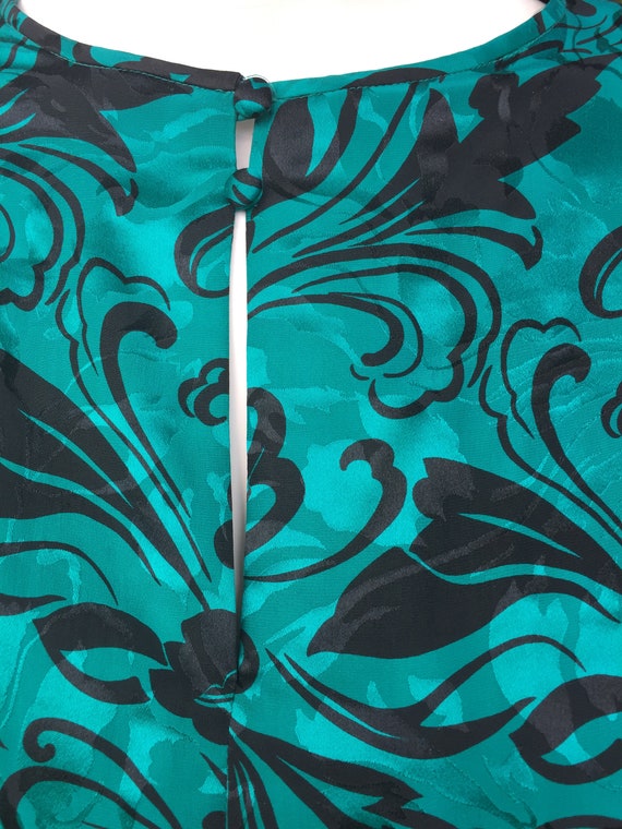 Turquoise & Black Silk Studio 80s Dress - image 3