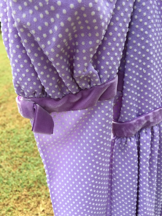 Young Teen's Sweet Granny Dress Purple Dotted Swi… - image 7