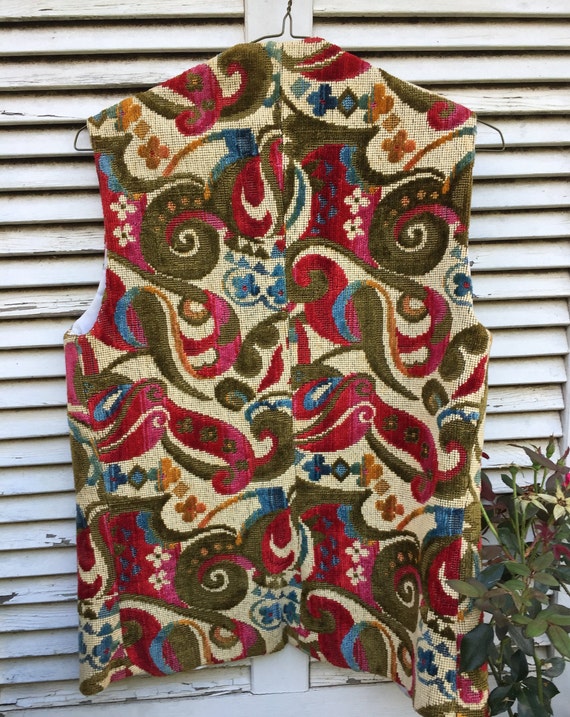 Colorful Mod Paisley Tapestry Vest - image 6