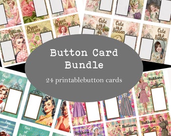 Button Card Bundle, Ephemera, Junk Journals, Scrapbooks, Collage Sheets