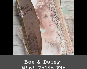 Bee & Daisy Mini Folio Kit, Junk Journals, Papercrafts, Printable, Ephemera