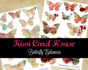 Druckbare Schmetterling Ephemera, Vintage Samen Katalog Schmetterlinge, Junk Journals, Scrapbooking, Papercrafts
