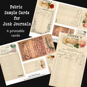 Printable Fabric Sample Cards, Junk Journal Ephemera image 2
