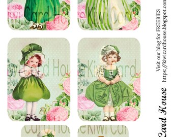 Shabby Irish Journal Karten, Collage Sheet, druckbar, Digitaler Download