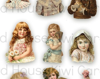 Printable Victorian Children Fussy Cut Images, Cut Outs, Digital Download, Papercrafts, Ephemera