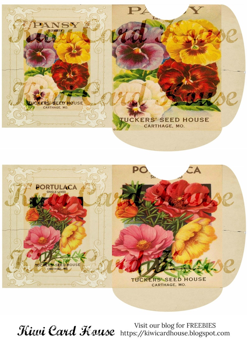 Printable Vintage Seed Pockets, Ephemera, Junk Journals, Scrapbooking, Floral, Flowers image 3