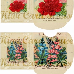 Printable Vintage Seed Pockets, Ephemera, Junk Journals, Scrapbooking, Floral, Flowers image 2