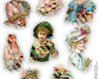 Victorian Ladies Volume 2, Fussy Cut, Cut Outs, Imprimable, Téléchargement numérique, Éphémère, Junk Journals,