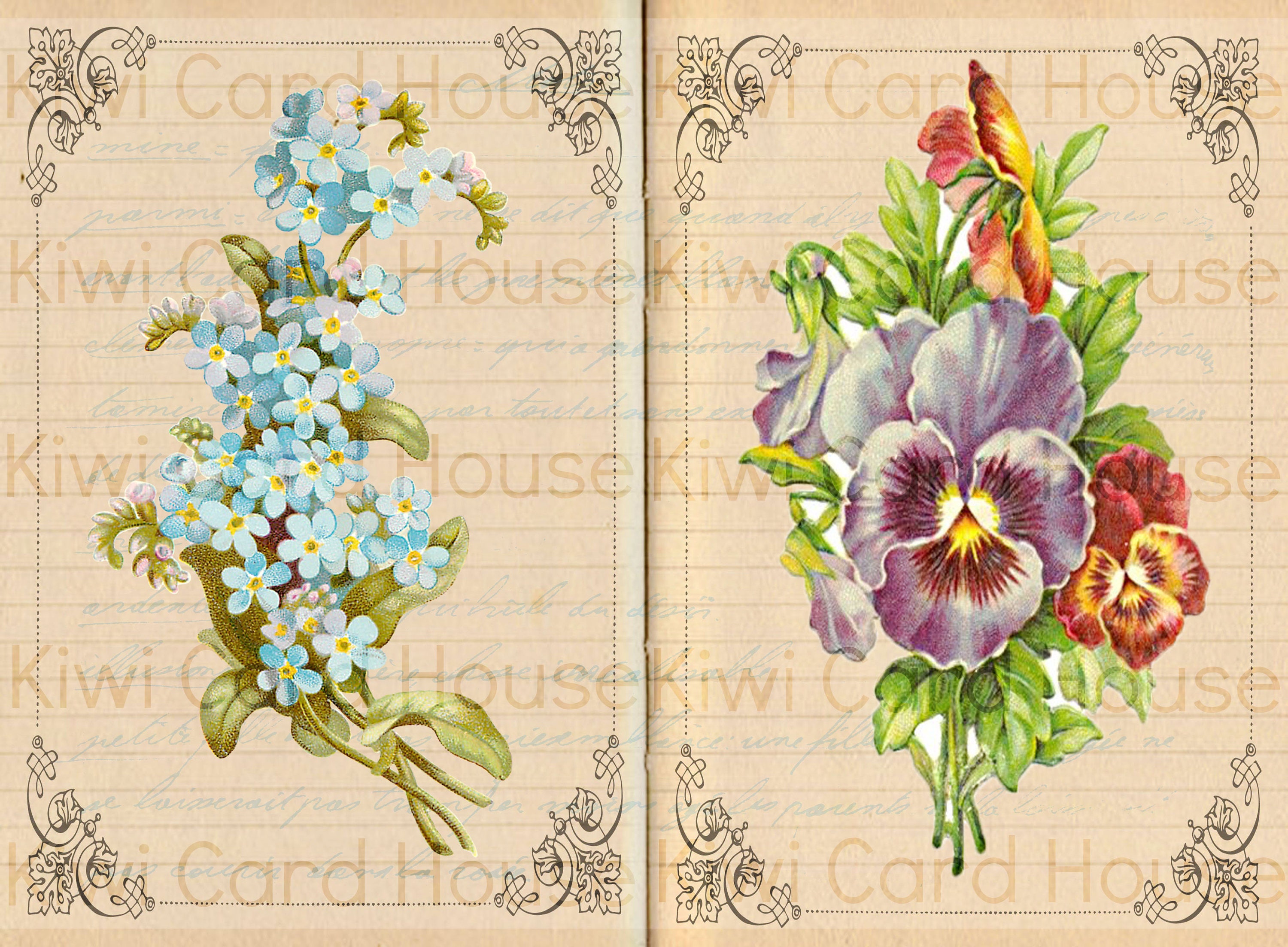 Printable Vintage Floral Junk Journal Pages Flowers A4 Etsy UK