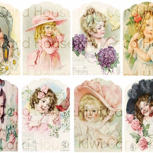 Victorian Children Of Days Gone By, Printable Tags, Junk Journals, Scrapbooking, Ephemera, Collage Sheet