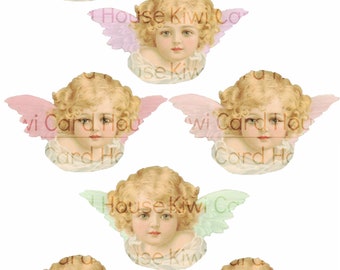 Anges victoriens imprimables, coupe pointilleuse, découpes, ailes colorées, grande feuille A4, feuille de collage,