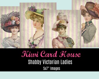 Shabby Victorian Ladies Printable Collage Sheet, INSTANT download, 5x7, Junk Journal, Scrapbooking, Cardmaking