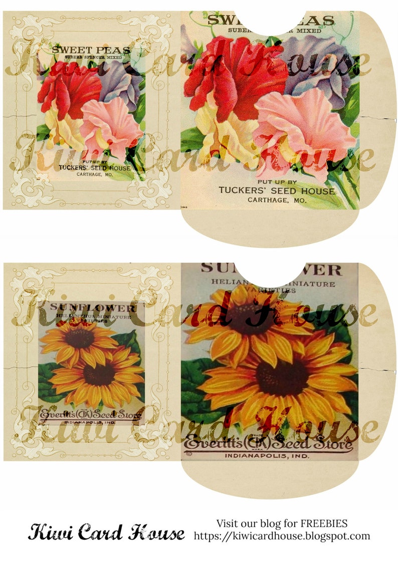 Printable Vintage Seed Pockets, Ephemera, Junk Journals, Scrapbooking, Floral, Flowers image 4