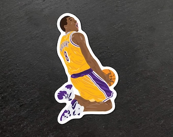 Kobe 8 Iconic Slam Dunk Tribute LA Lakers NBA Basketball Sticker (Vinyl, Durable, Weather Resistant)
