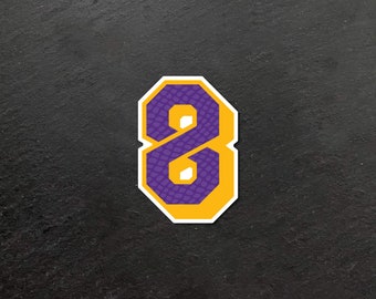 Kobe8 Forever Los Angeles Lakers Number 8 Infinity NBA Basketball Sticker (Vinyl, Durable, Weather Resistant)