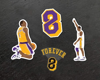 Kobe Sticker Bundle (4 Stickers) Tribute Los Angeles Lakers Basketball Sticker (Vinyl, Durable, Weather Resistant)