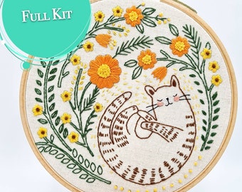 LIMITED TIME SALE !! Embroidery Kits 7" / Cat Embroidery Kits for Beginners / Hand Embroidery Kits / Beginner Embroidery Patterns