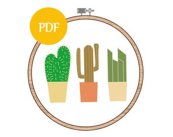 Cactus Embroidery Pattern - Downloadable PDF