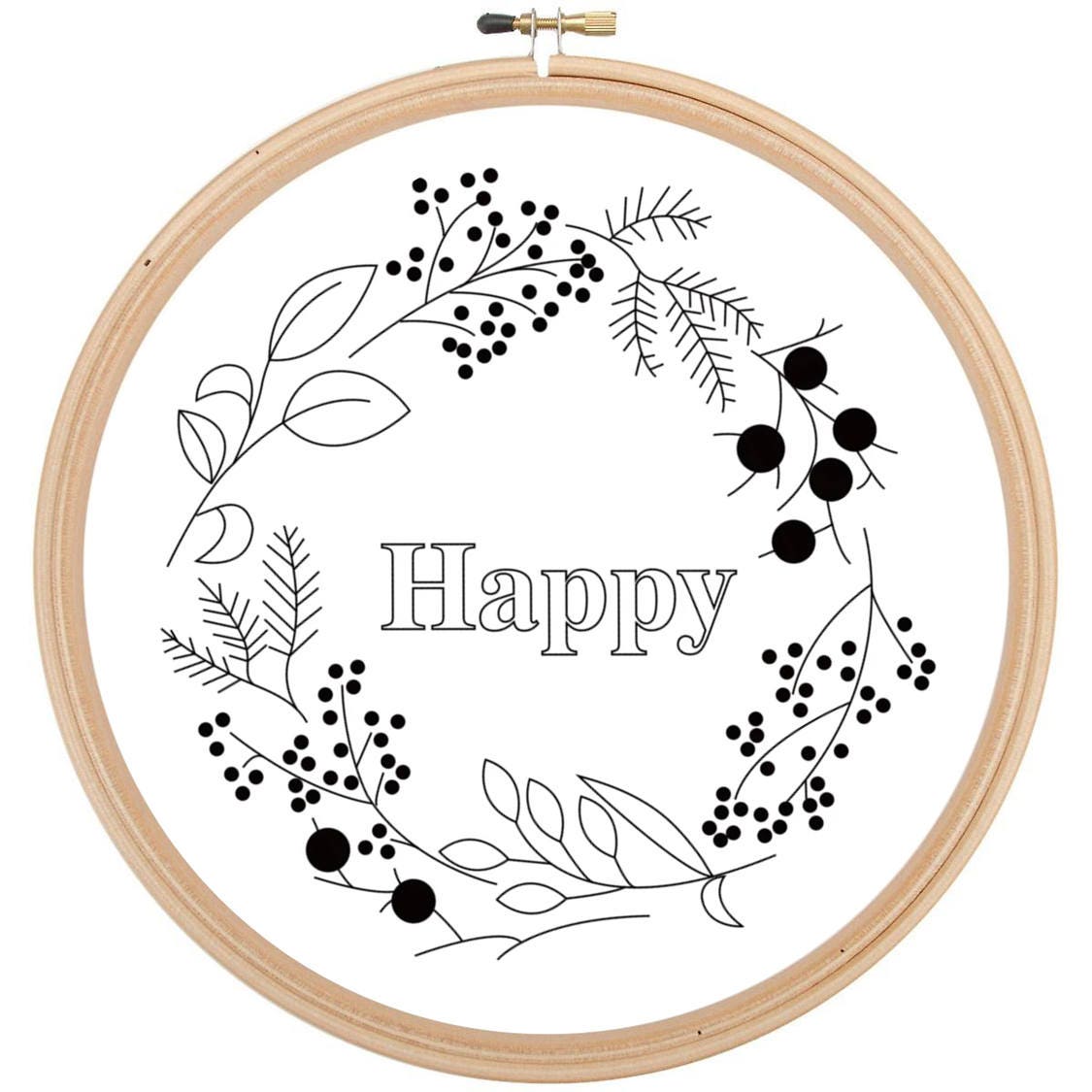 Happy Embroidery Pattern PDF Embroidery Pattern Embroidery Etsy Hong Kong