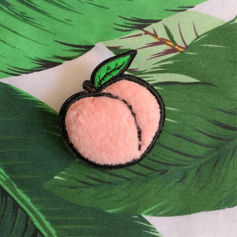 Peach Patches Coral Pink Peach Emoji Embroidered Brooch Etsy