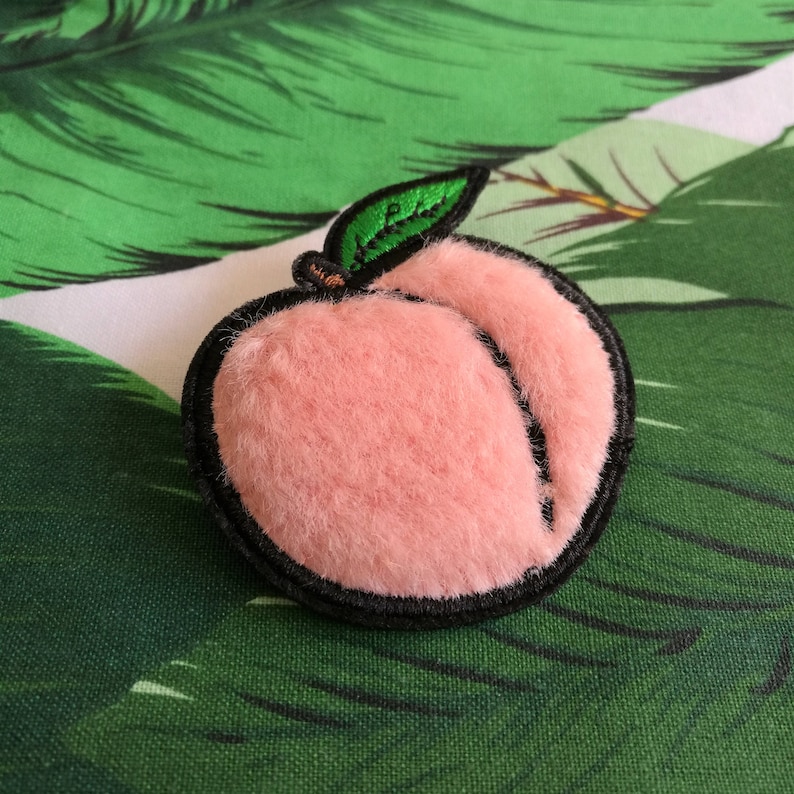 Peach Patches Coral Pink Peach Emoji Embroidered Brooch Etsy