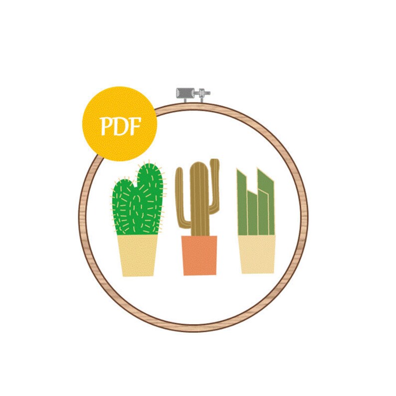 Downloadable pdf cactus embroidery sybju sewing  fiber needlepoint Downloadable pdf cactus embroidery sybju sewing  fiber needlepoint