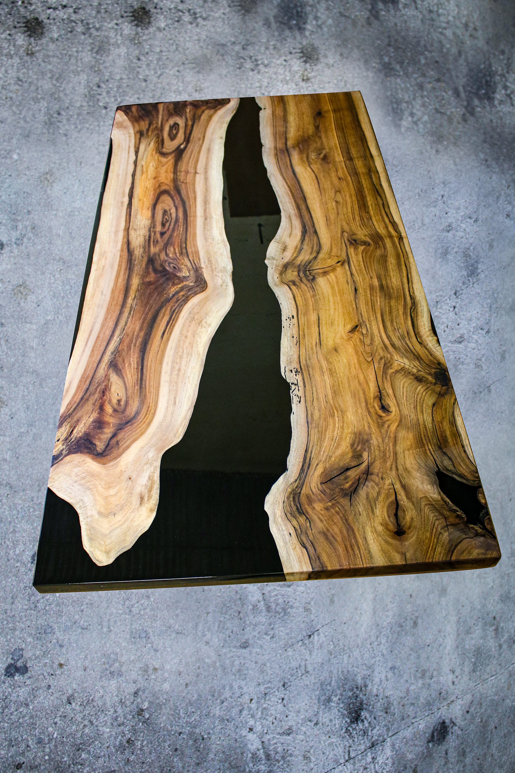 Schwarze Epoxy Couchtisch Nussbaum Holz Tisch Fluss Fluss | Etsy