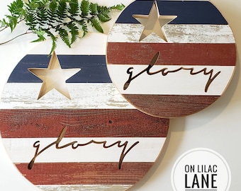 Glory American Flag Wooden Sign, Memorial Day Sign, Veteran's Day, 4th of July, Shabby Chic, farmhouse decor