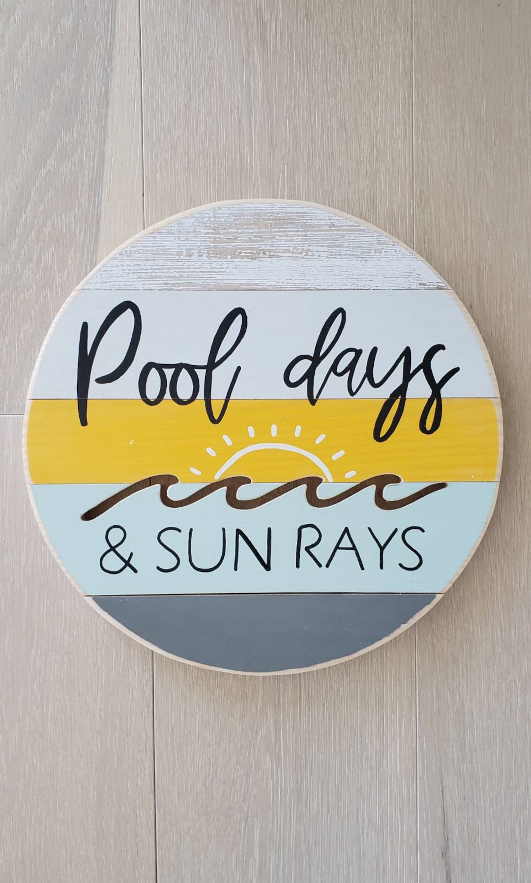 Pool Days & Sun Rays Sign Beach Home Decor Nautical Cottage