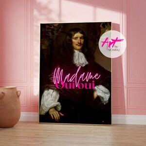Oui Oui Madame | digital download art | altered art print | vintage paintings | home decor | printable art | colorful wall art | popart