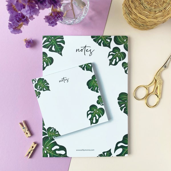 Monstera Notepad Set - Jeu de deux blocs-notes monstera - papeterie - Notizblock - to-do-list - Schreibblock - papier recyclé