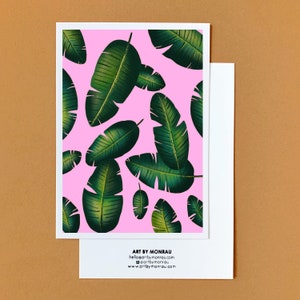 A6 Mini Print Banana Pink banana leaf illustration plants banana leaf print postcard postkarte print a6 print kunstdruck image 2