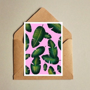 A6 Mini Print Banana Pink banana leaf illustration plants banana leaf print postcard postkarte print a6 print kunstdruck image 1