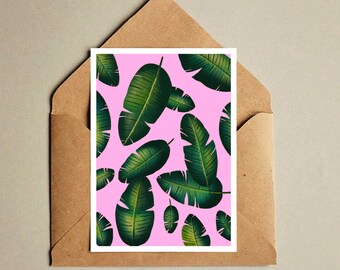 A6 Mini Print - Banana Pink - banana leaf - illustration - plants - banana leaf print - postcard - postkarte - print - a6 print - kunstdruck