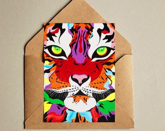 A6 Mini Print - Easy Tiger - tiger - postcard - postkarte - stationery - tiger illustration - tiger postcard - kunstdruck - art print