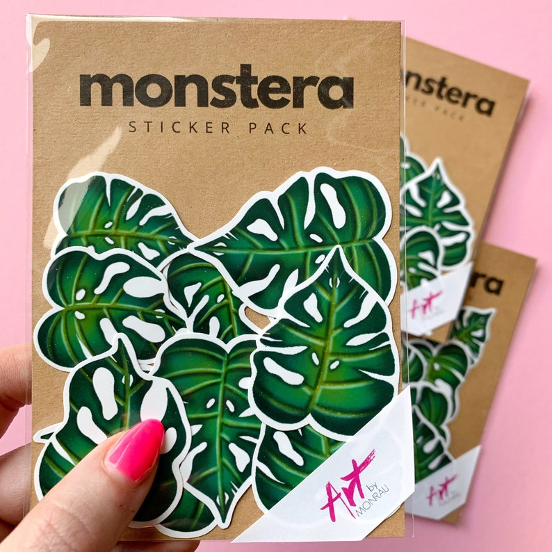 Monstera Sticker Pack Monstera Sticker Set of 9 Plant - Etsy New Zealand